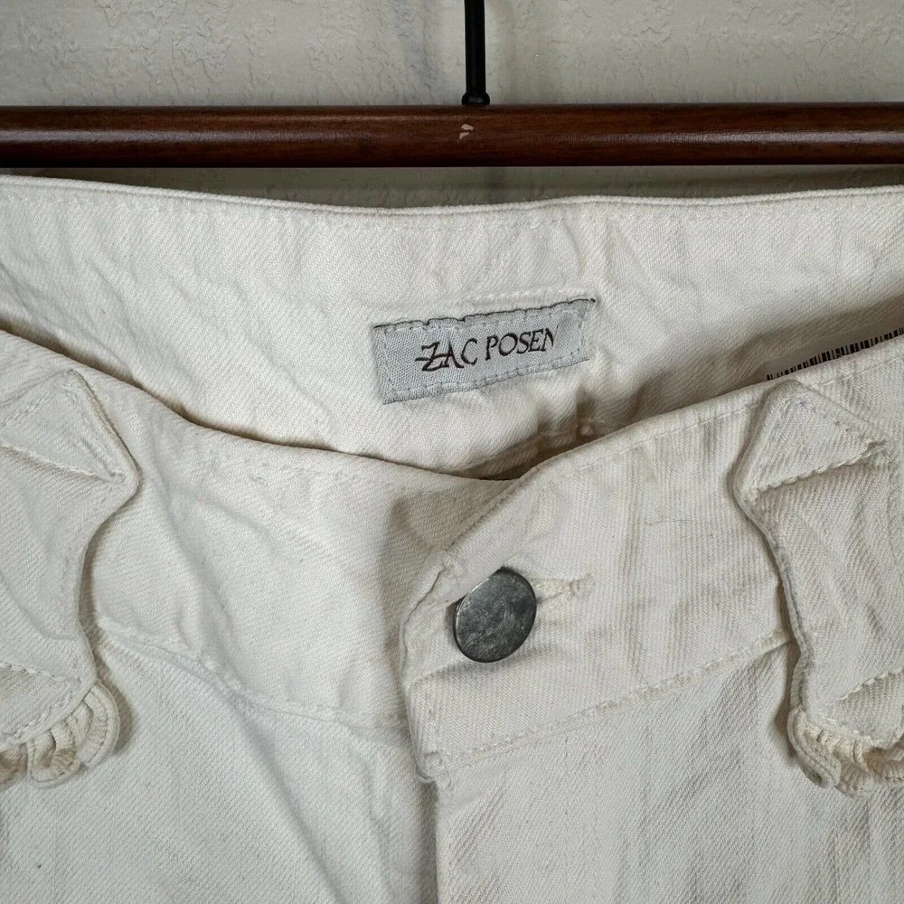 Zac Posen Womens‎ Straight Leg Jeans Size 6 Ivory Mid Rise Denim 6 Pockets